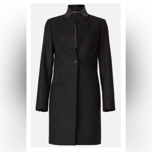 All Saints Jackets & Blazers - Allsaints 2 Leni Coat Leather Lapel Black Tailored Overcoat | Color: Black